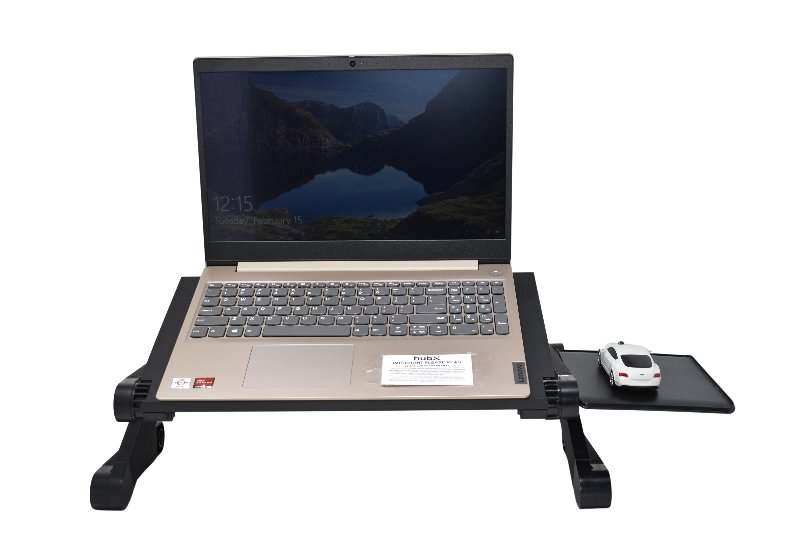 Laptop Adjustable Stand for Bed and Sofawith Cooling Fan Ergonomic Removable Mouse Pad for Apple MacBook Air and All Notebooks Black
