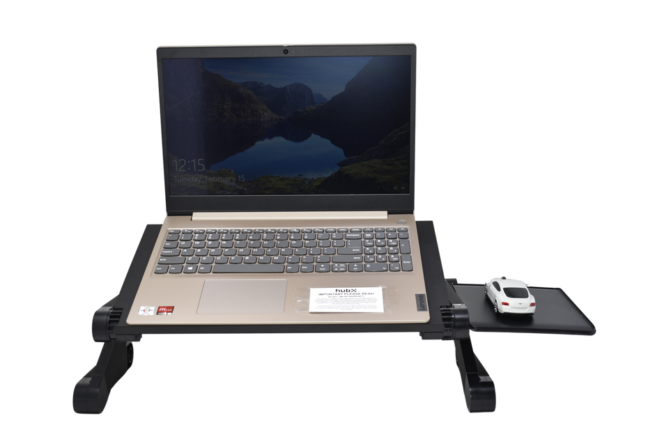 Laptop Adjustable Stand for Bed and Sofawith Cooling Fan Ergonomic Removable Mouse Pad for Apple MacBook Air and All Notebooks Black
