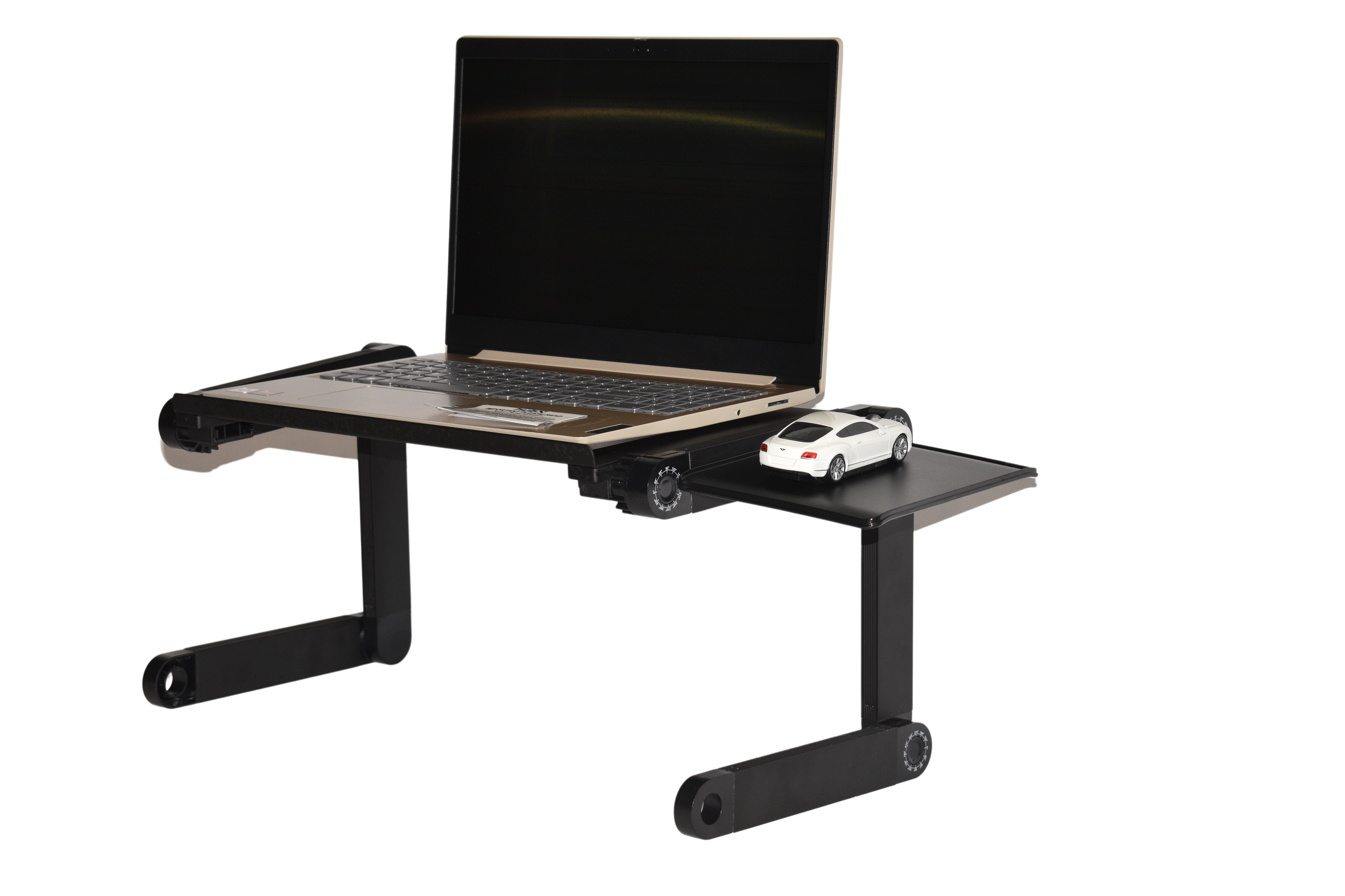 Laptop Adjustable Stand for Bed and Sofawith Cooling Fan Ergonomic Removable Mouse Pad for Apple MacBook Air and All Notebooks Black