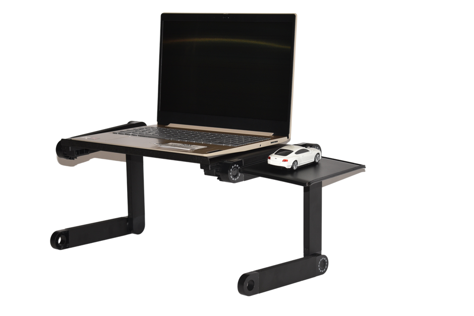 Laptop Adjustable Stand for Bed and Sofawith Cooling Fan Ergonomic Removable Mouse Pad for Apple MacBook Air and All Notebooks Black