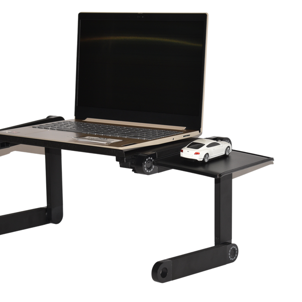 Laptop Adjustable Stand for Bed and Sofawith Cooling Fan Ergonomic Removable Mouse Pad for Apple MacBook Air and All Notebooks Black