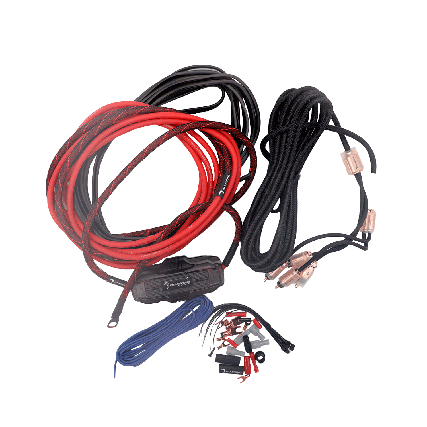HX82 - 2 - Channel 8 Gauge Amplifier Installation Kit W/ RCA Interconnect and 20 ft Speaker Cable - HX82 - Diamond Audio