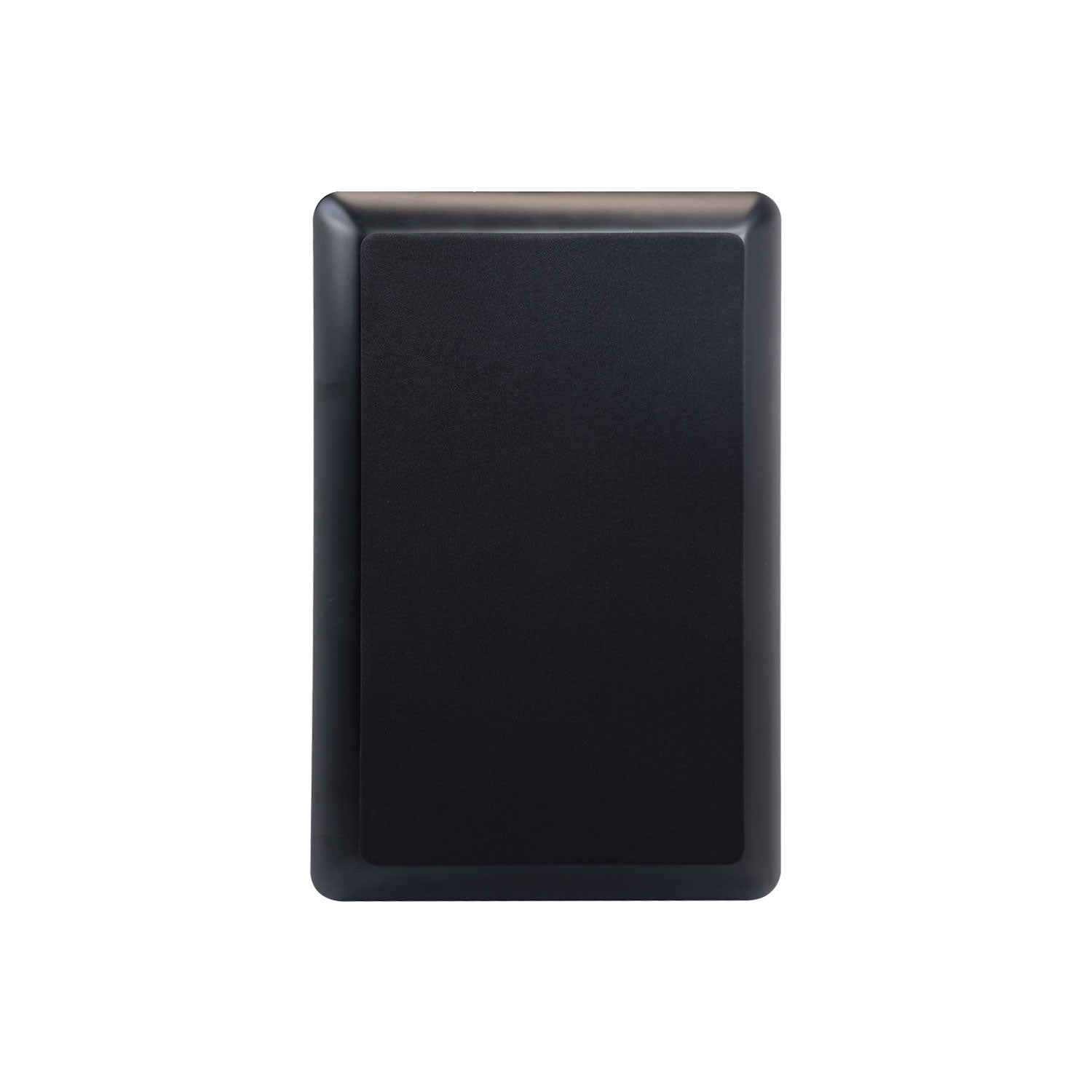 A black, rectangular, flat device with rounded corners, similar to a closed laptop or tablet, is centered on a plain white background. Its smooth surface resembles the sleek design of VEGA Series 4