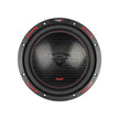 The HED 2025 Edition Subwoofer features a round design with a textured black cone, central logo, red and black theme including red 