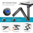 Foldable Standing Desk with Cooling Fan, Non-Slip Mousepad, Adjustable Height for Laptop - Blue