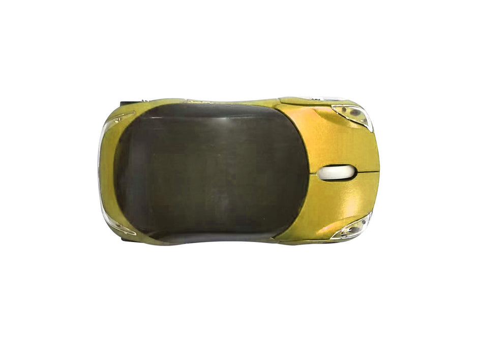 Computer Bluetooth Wireless Mouse Car Style Optical Mice USB 2.4Ghz 2 Button for PC Laptop (Yellow)