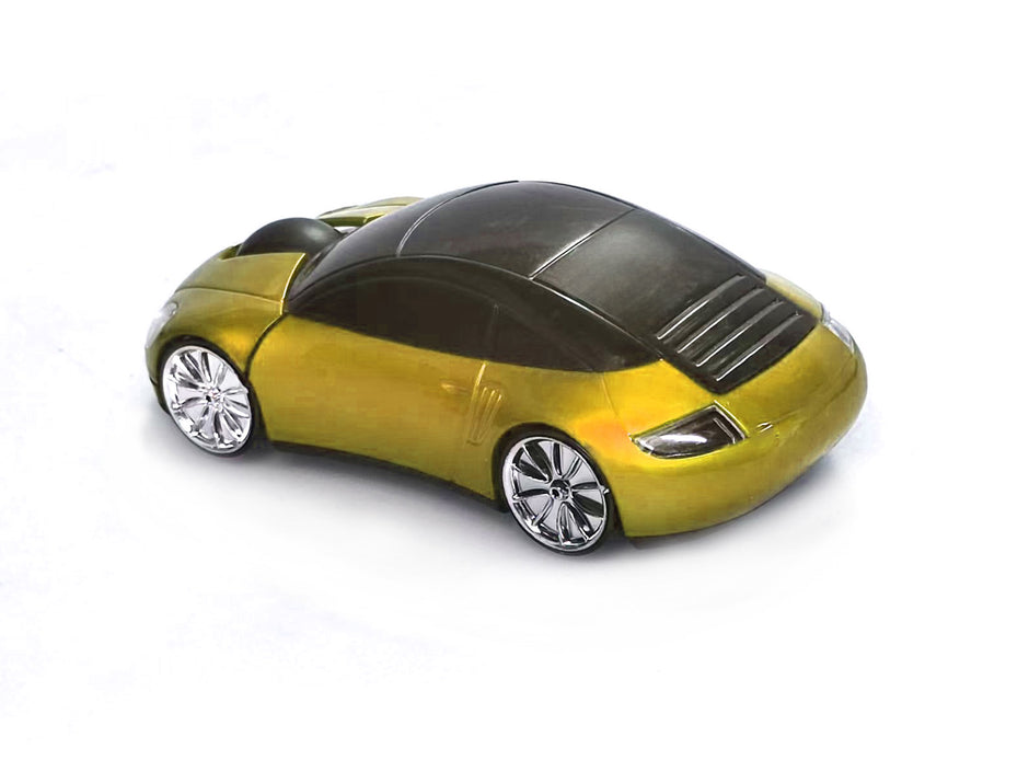 Car-Shaped Bluetooth Wireless Mouse, 2.4GHz Optical, 2-Button, USB Compatible, PC and Laptop (Yellow)