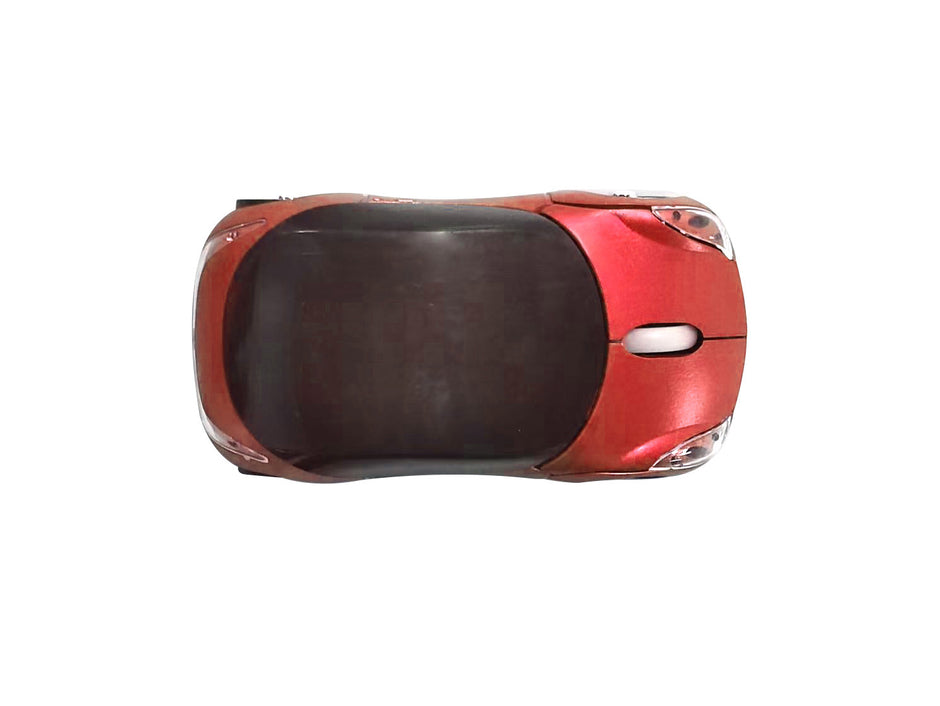 Computer Bluetooth Wireless Mouse Car Style Optical Mice USB 2.4Ghz 2 Button for PC Laptop (Red)