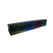 The RPM XED Waterproof Soundbars feature a black rectangular design with a mesh front exhibiting red, green, and blue LED lights in circular patterns. A central control knob is positioned below the mesh against a white background.