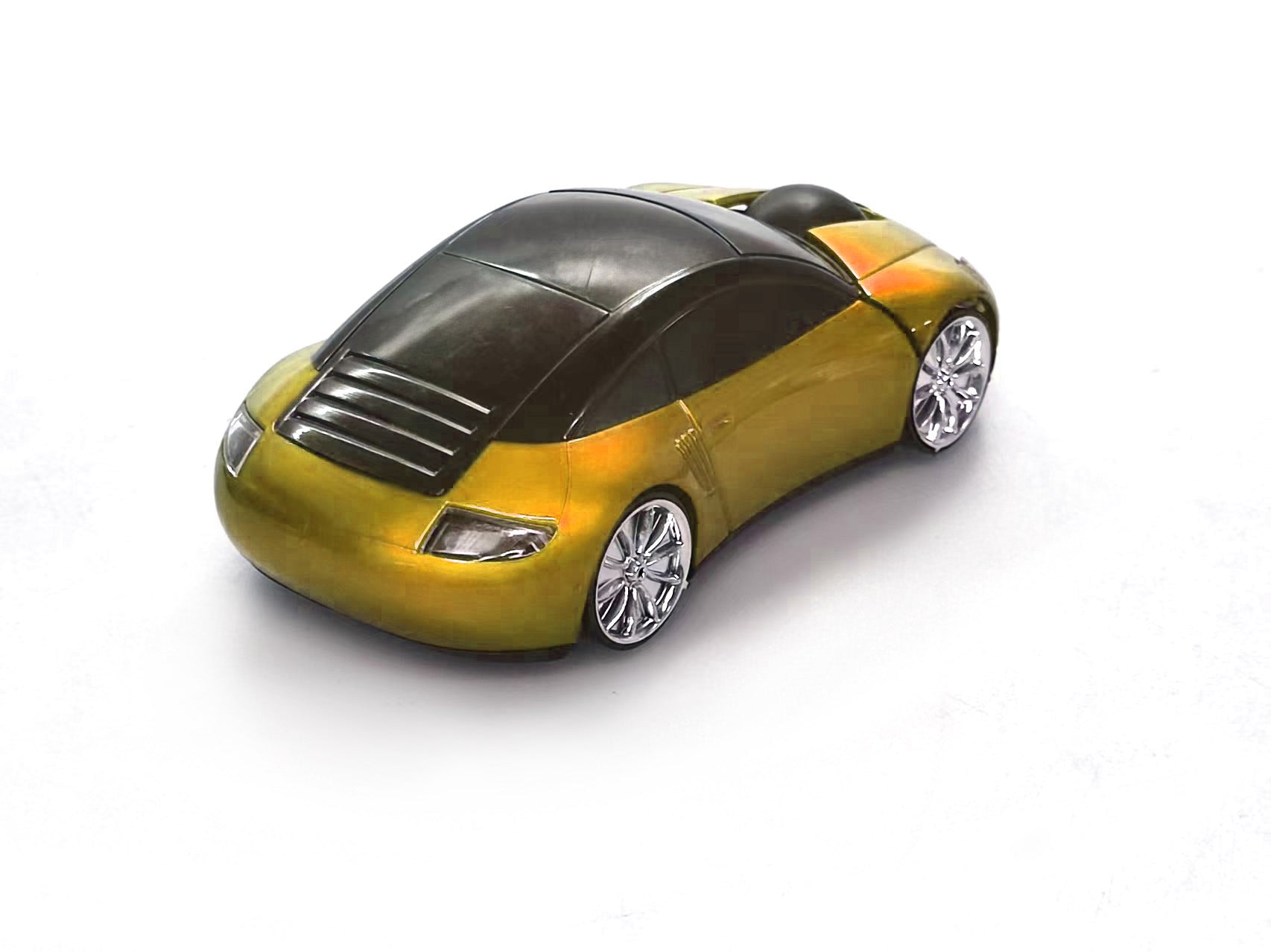 Car-Shaped Bluetooth Wireless Mouse, 2.4GHz Optical, 2-Button, USB Compatible, PC and Laptop (Yellow)