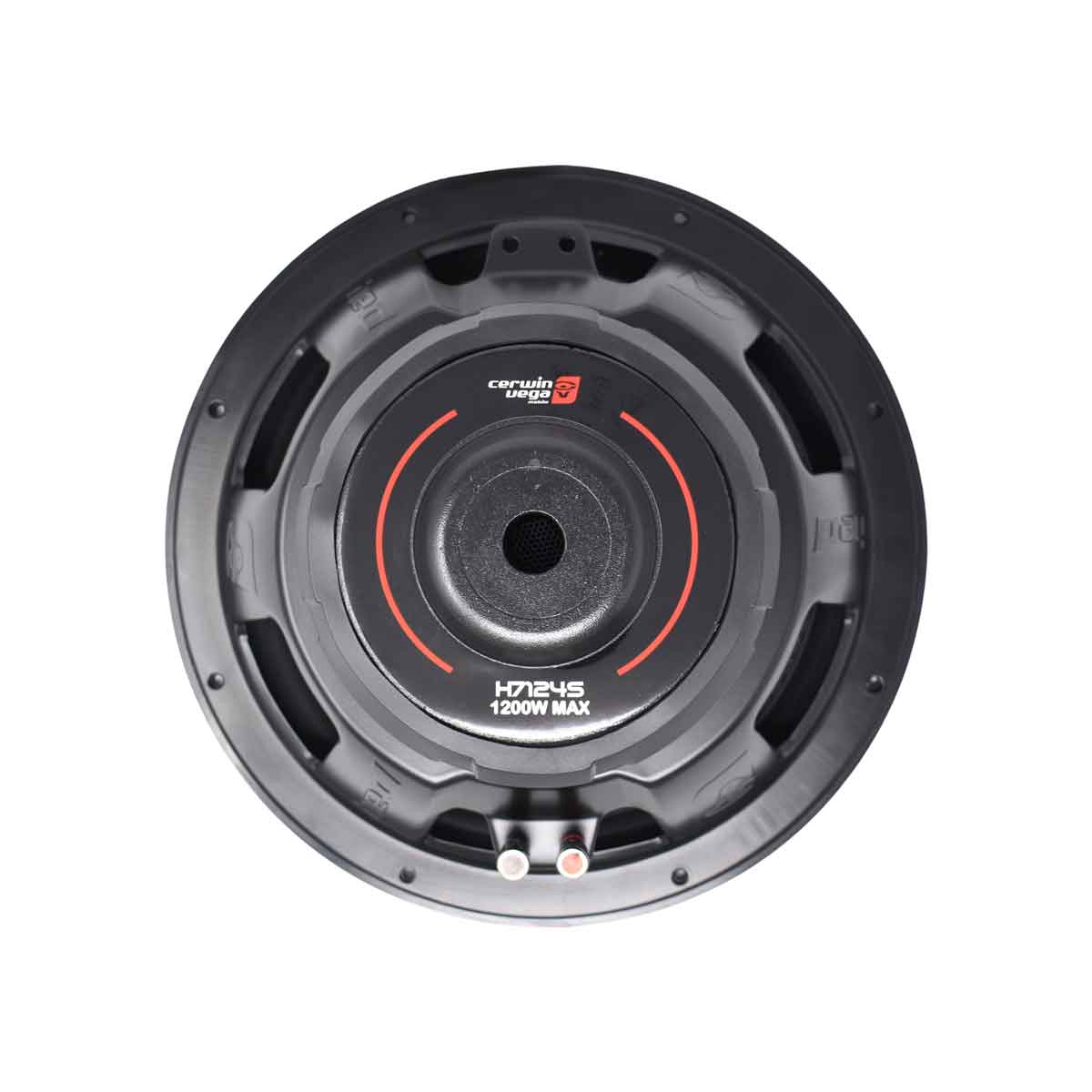 Top view of a black HED Series Subwoofer showcasing 