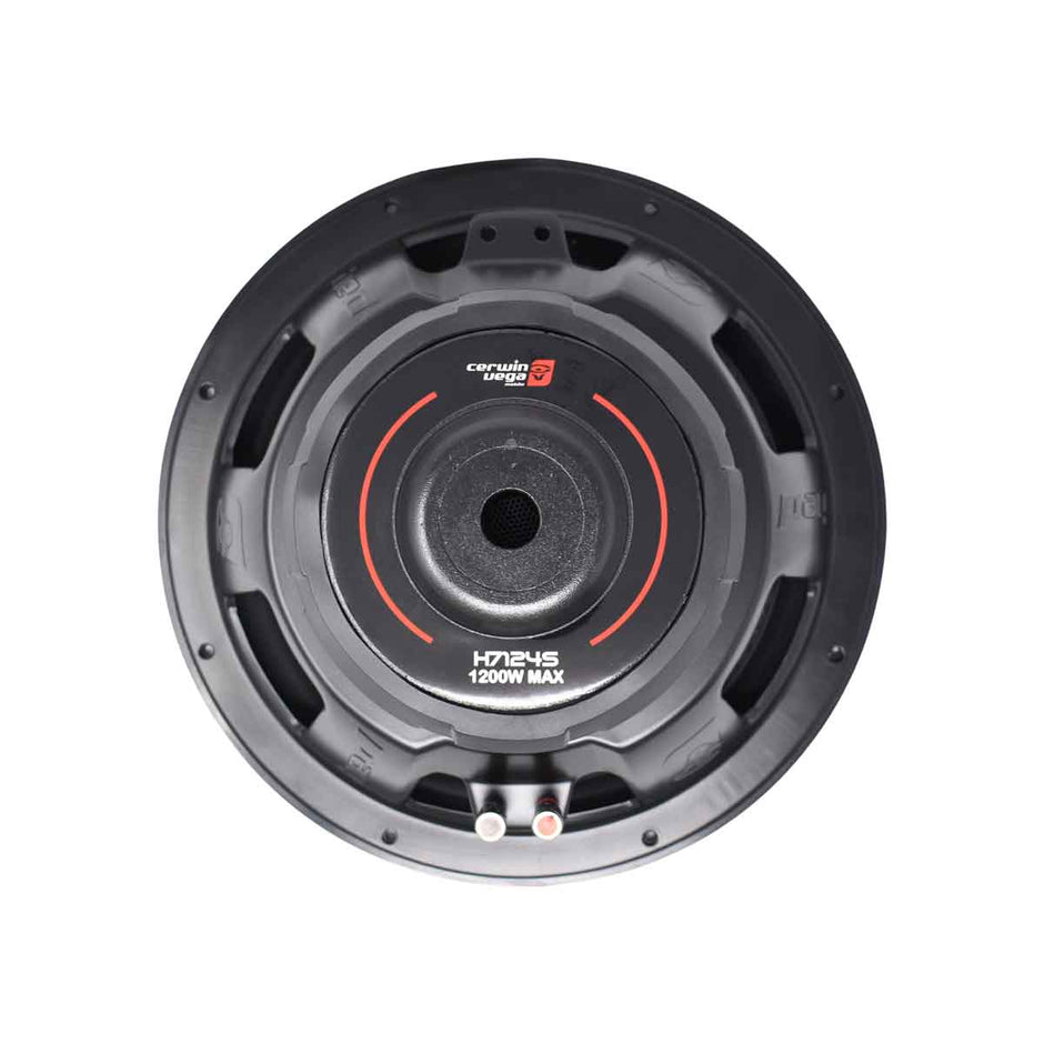 Top view of a black HED Series Subwoofer showcasing 