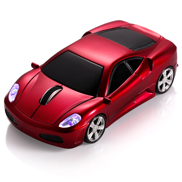 Wireless Mouse Compatible with iOS Windows Android - Works with Computer, Laptop, Tablet, Mobile Phone - Universal Bluetooth/USB Receiver Connectivity (F1-RR, Racing Red)