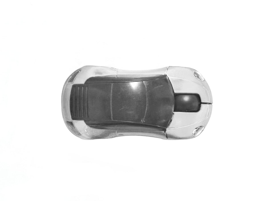 Car-Shaped Bluetooth Wireless Mouse, 2.4GHz Optical, 2-Button, USB Compatible, PC and Laptop (White)