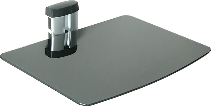 Singel Adjustable Wall AV Component Shelf with Black Glass and Aluminum Body Shelf for DVD or blu-ray,dvr,vcr, Other AV Equipment Tempered Glass and Aluminium Certified DS-1 Wall Mounted Shelf