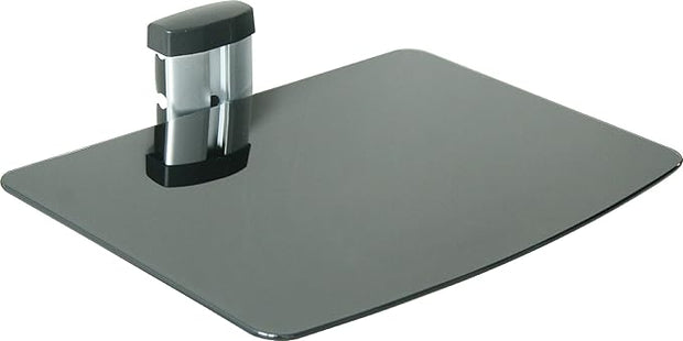Singel Adjustable Wall AV Component Shelf with Black Glass and Aluminum Body Shelf for DVD or blu-ray,dvr,vcr, Other AV Equipment Tempered Glass and Aluminium Certified DS-1 Wall Mounted Shelf