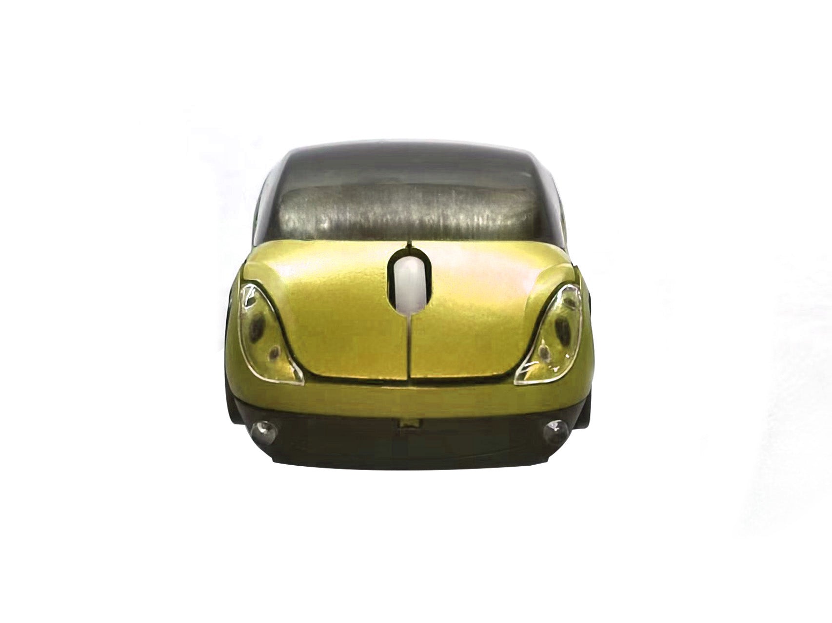 Computer Bluetooth Wireless Mouse Car Style Optical Mice USB 2.4Ghz 2 Button for PC Laptop (Yellow)