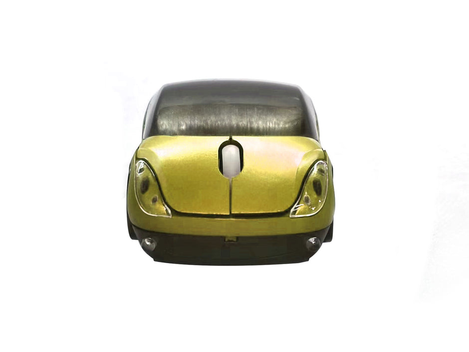 Computer Bluetooth Wireless Mouse Car Style Optical Mice USB 2.4Ghz 2 Button for PC Laptop (Yellow)