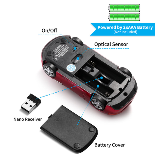 Certified Wireless Mouse Compatible with iOS Windows Android - Works with Computer, Laptop, Tablet, Mobile Phone - Universal Bluetooth/USB Receiver Connectivity (AM01-CR, Chili Red)