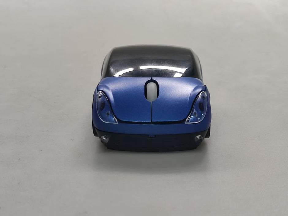 Computer Wireless Mouse Futuristic Car Shape Optical Mice USB 2.4Ghz 2 Button for PC Laptop (Blue)