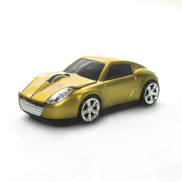 Sports Car Style Bluetooth Wireless Mouse 2.4GHz LED Light Computer Mouse Optical Decoration Desktop Laptop Glossy (Yellow)