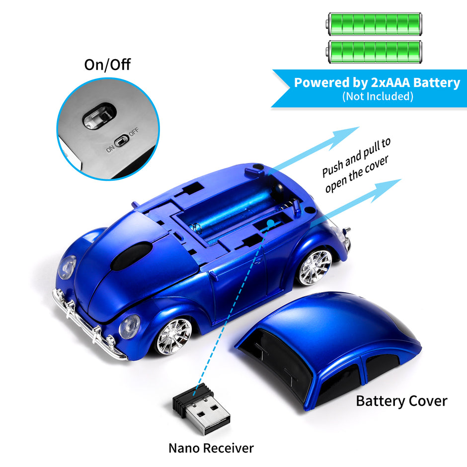 Wireless Mouse Bluetooth Compatible with iOS Windows Android - Works with Computer, Laptop, Tablet, Mobile Phone - Universal Bluetooth/USB Receiver Connectivity (VW01-PB, Pastel Blue)