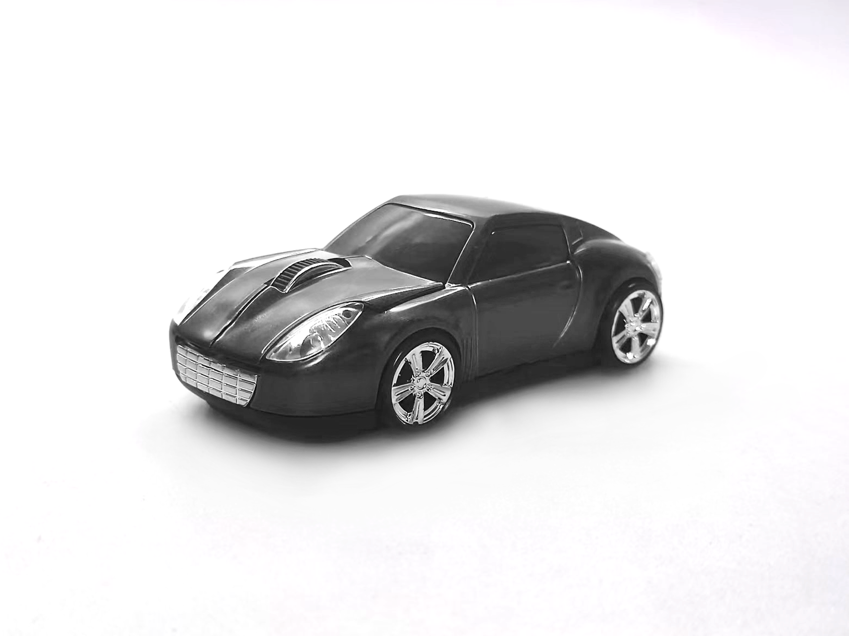 Sports Car Bluetooth Wireless Mouse 2.4GHz LED Light Computer Mouse Optical Decoration Desktop Laptop Glossy (Black)