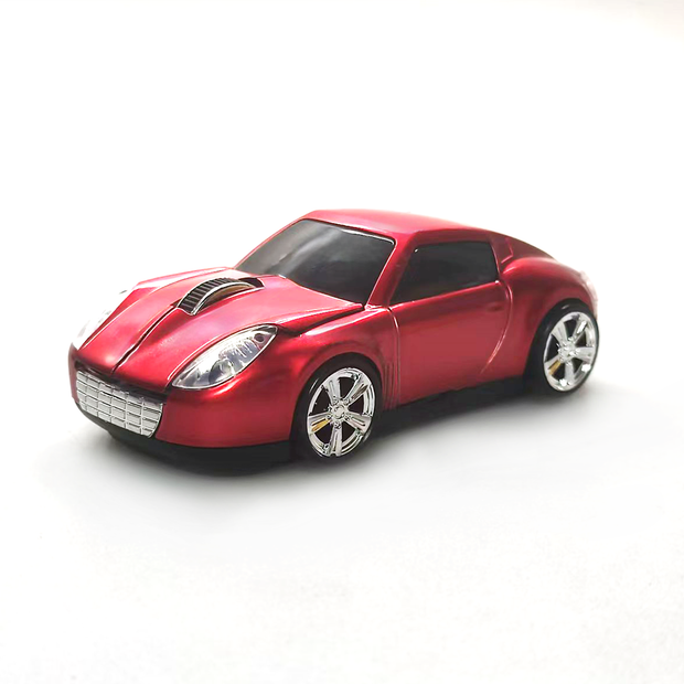 Sports Car Bluetooth Wireless Mouse 2.4GHz LED Light Computer Mouse Optical Decoration Desktop Laptop Glossy (Red)