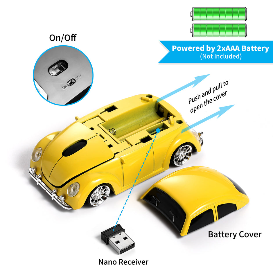 Wireless Mouse BluetoothCompatible with iOS Windows Android - Works with Computer, Laptop, Tablet, Mobile Phone - Universal Bluetooth/USB Receiver Connectivity (VW01, Lemon Yellow)