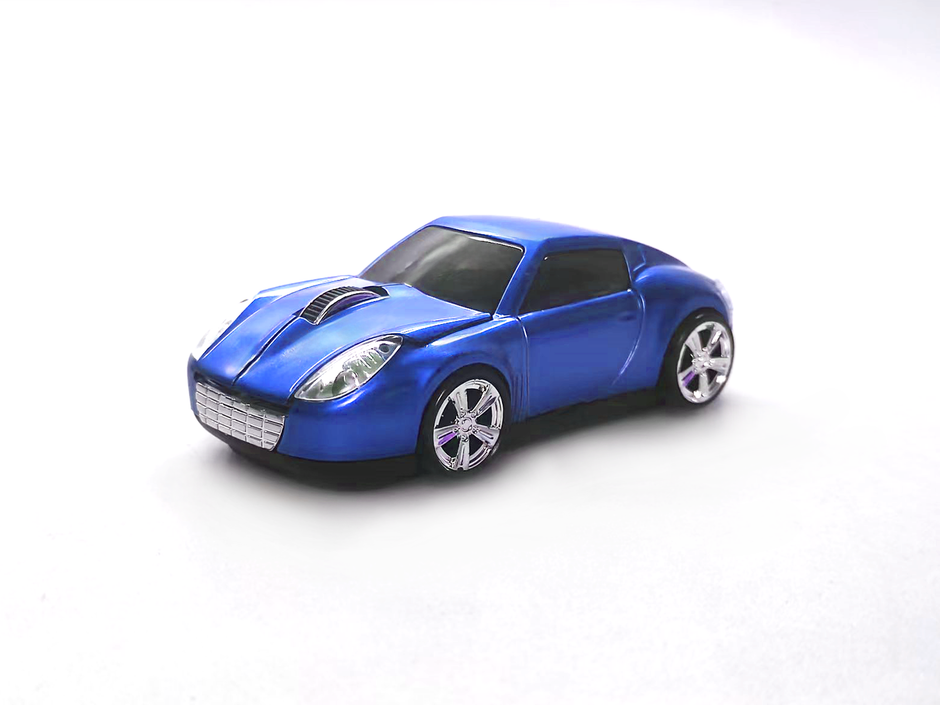 Wireless Mouse looks like Maserati 2.4GHz LED Light Computer Mouse Optical Decoration Desktop Laptop Glossy (Blue)