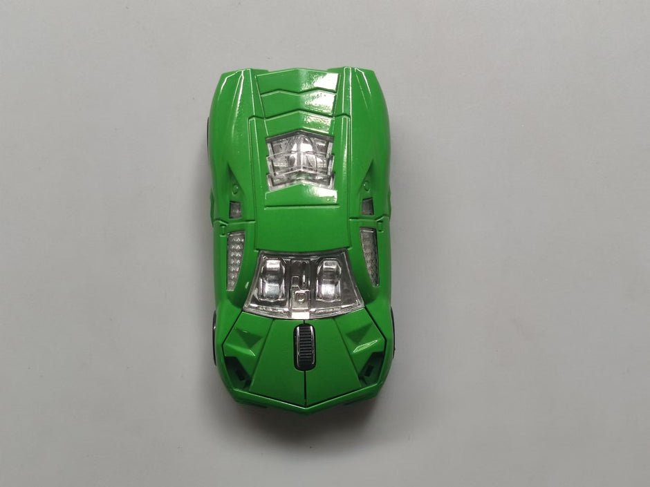 Wireless Bluetooth Mouse Sports Car Style 2.4GHz LED Light Glossy Decoration Desktop Laptop Computer Mouse Optical Mice (Green)