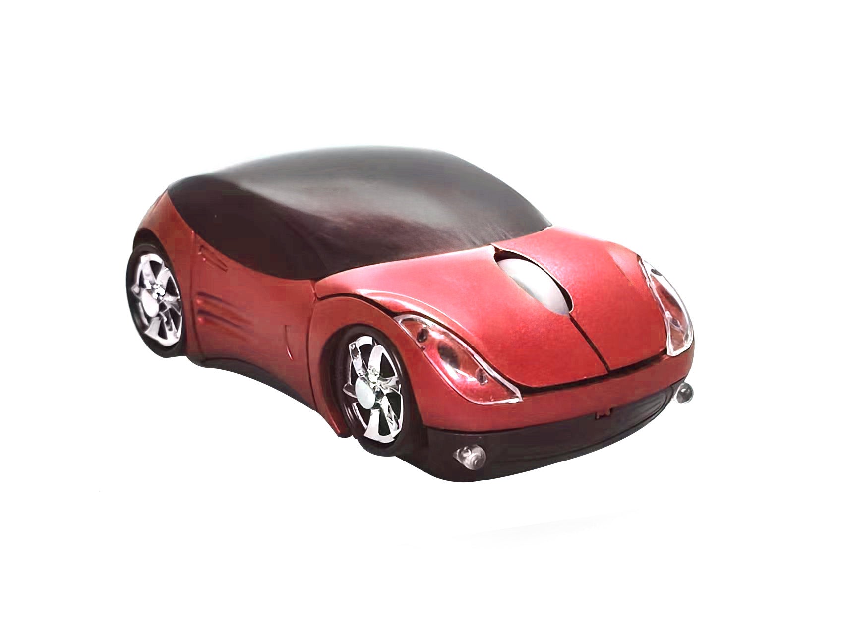 Computer Bluetooth Wireless Mouse Car Style Optical Mice USB 2.4Ghz 2 Button for PC Laptop (Red)