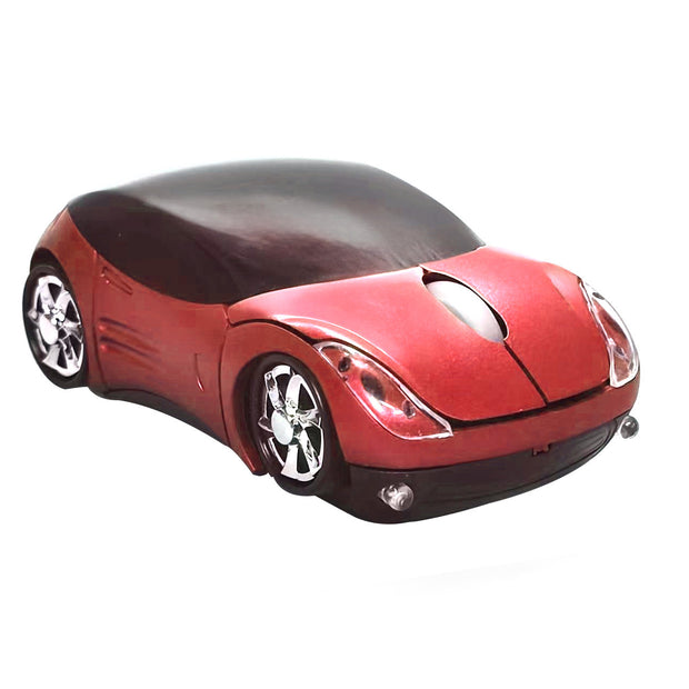Computer Bluetooth Wireless Mouse Car Style Optical Mice USB 2.4Ghz 2 Button for PC Laptop (Red)