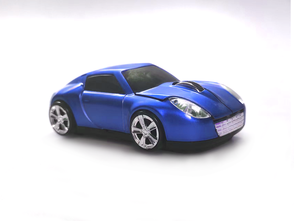 Wireless Mouse looks like Maserati 2.4GHz LED Light Computer Mouse Optical Decoration Desktop Laptop Glossy (Blue)