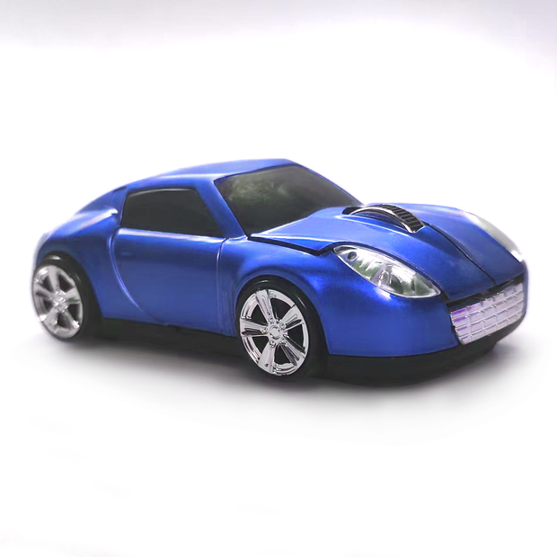 Wireless Mouse looks like Maserati 2.4GHz LED Light Computer Mouse Optical Decoration Desktop Laptop Glossy (Blue)