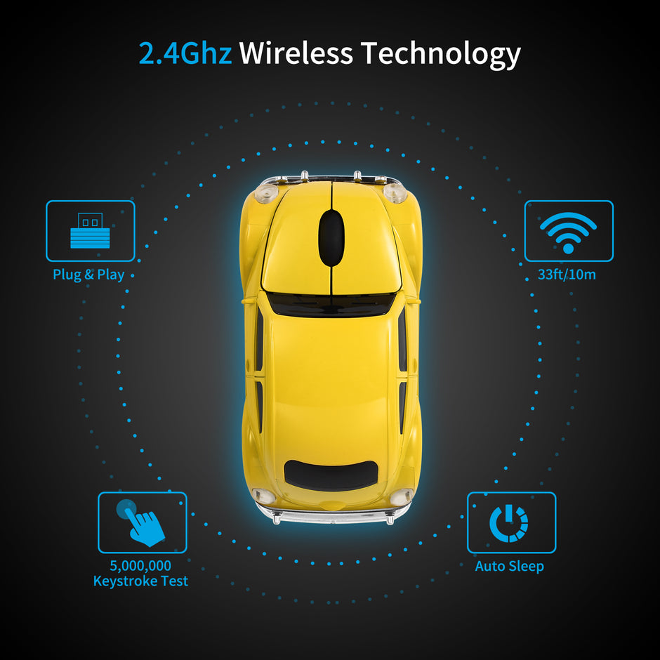 Wireless Mouse BluetoothCompatible with iOS Windows Android - Works with Computer, Laptop, Tablet, Mobile Phone - Universal Bluetooth/USB Receiver Connectivity (VW01, Lemon Yellow)