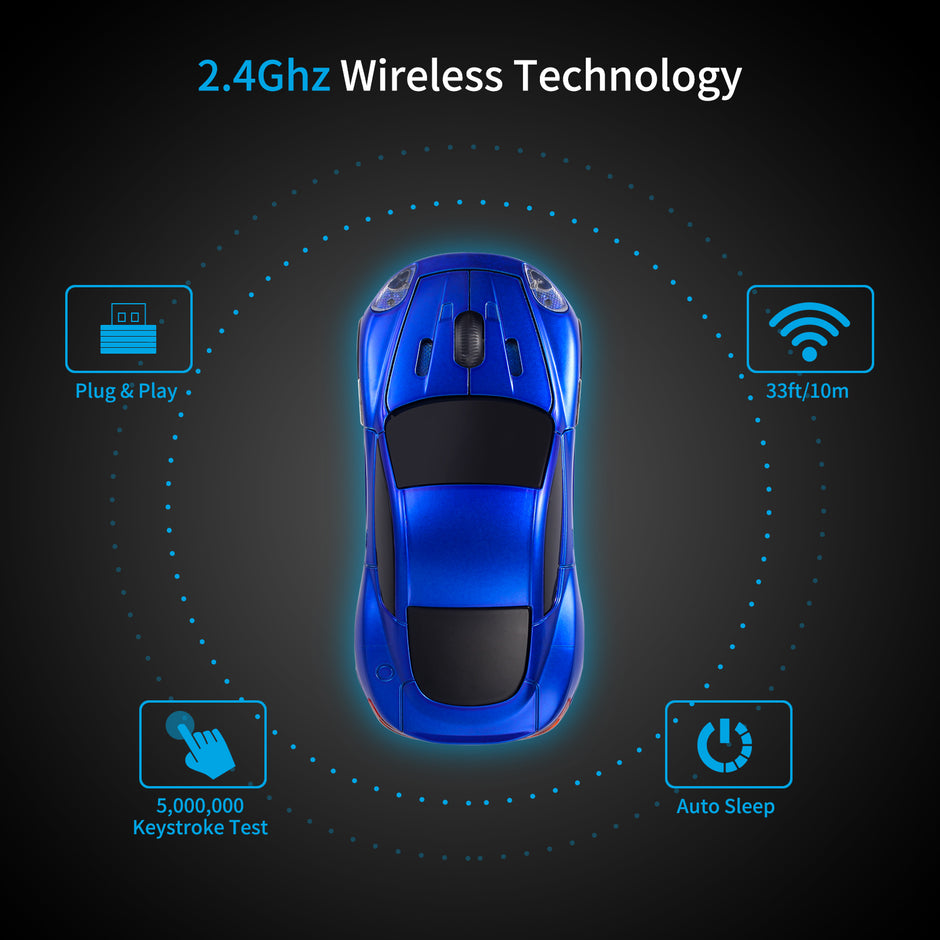 Certified Wireless Mouse Compatible with iOS Windows Android - Works with Computer, Laptop, Tablet, Mobile Phone - Universal Bluetooth/USB Receiver Connectivity (AM01-PB, Pastel Blue)