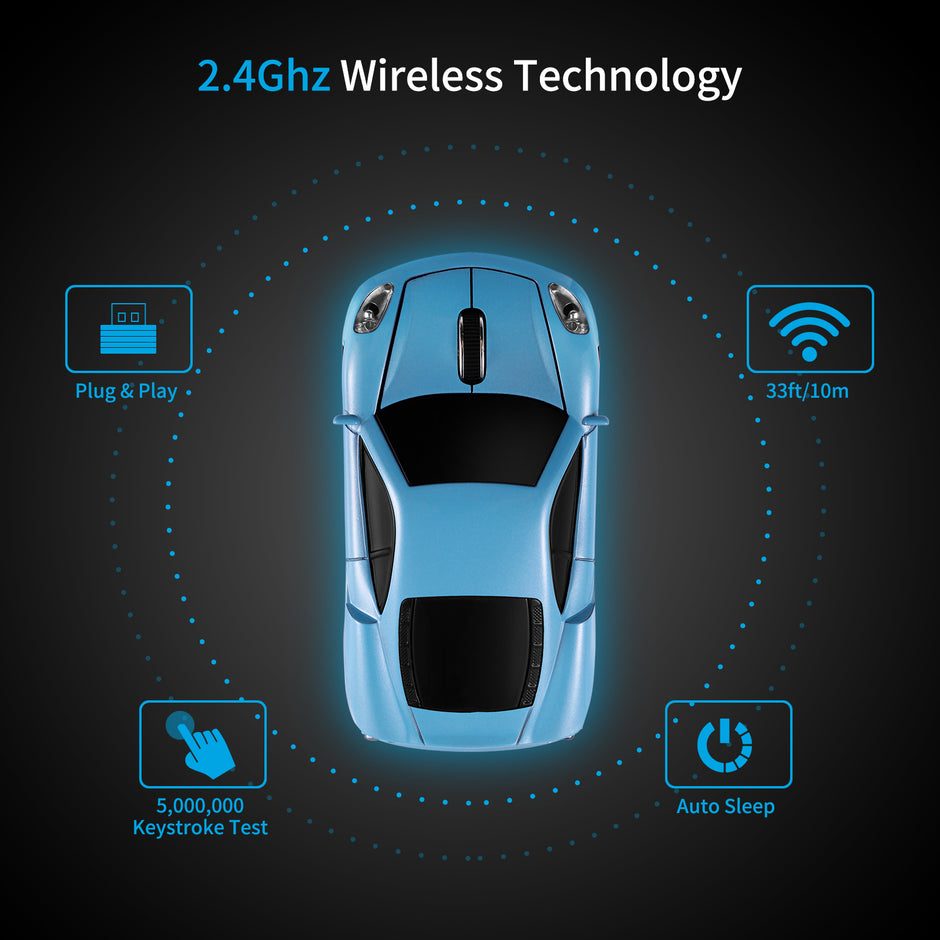 Wireless Mouse Bluetooth Compatible with iOS Windows Android - Works with Computer, Laptop, Tablet, Mobile Phone - Universal Bluetooth/USB Receiver Connectivity (F1-TFB, Tour de France Blue)