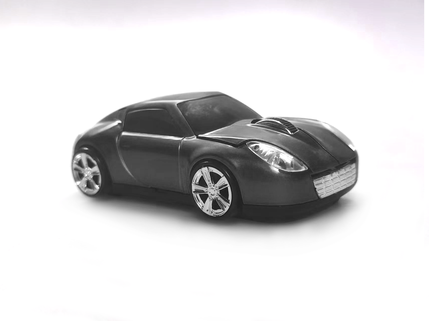 Sports Car Bluetooth Wireless Mouse 2.4GHz LED Light Computer Mouse Optical Decoration Desktop Laptop Glossy (Black)