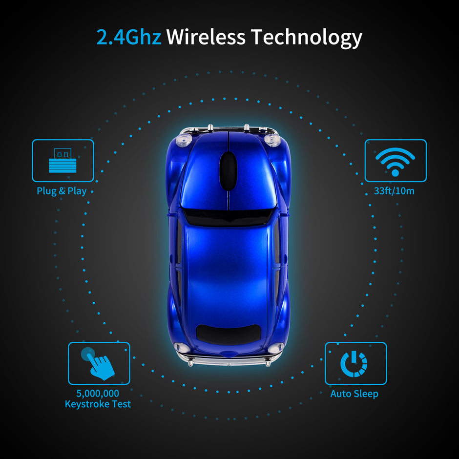 Wireless Mouse Bluetooth Compatible with iOS Windows Android - Works with Computer, Laptop, Tablet, Mobile Phone - Universal Bluetooth/USB Receiver Connectivity (VW01-PB, Pastel Blue)