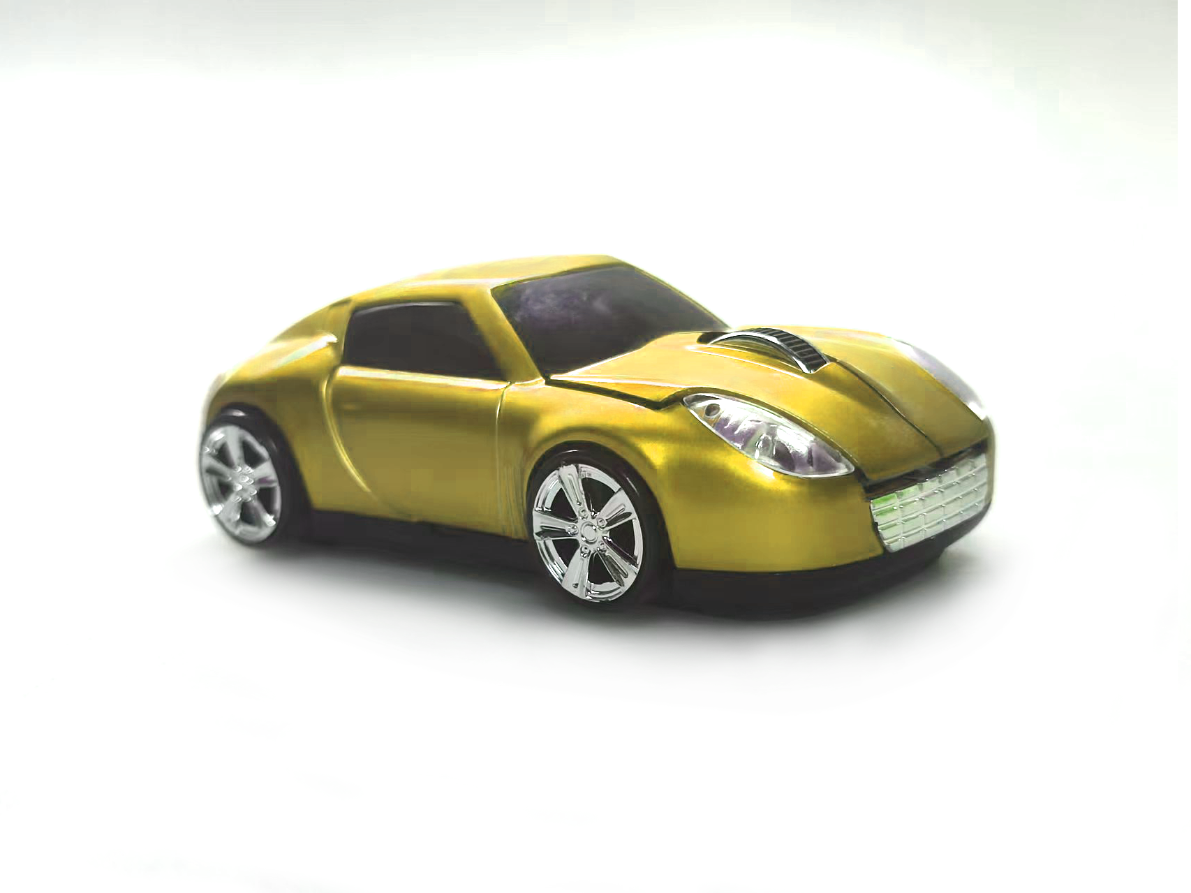 Sports Car Style Bluetooth Wireless Mouse 2.4GHz LED Light Computer Mouse Optical Decoration Desktop Laptop Glossy (Yellow)