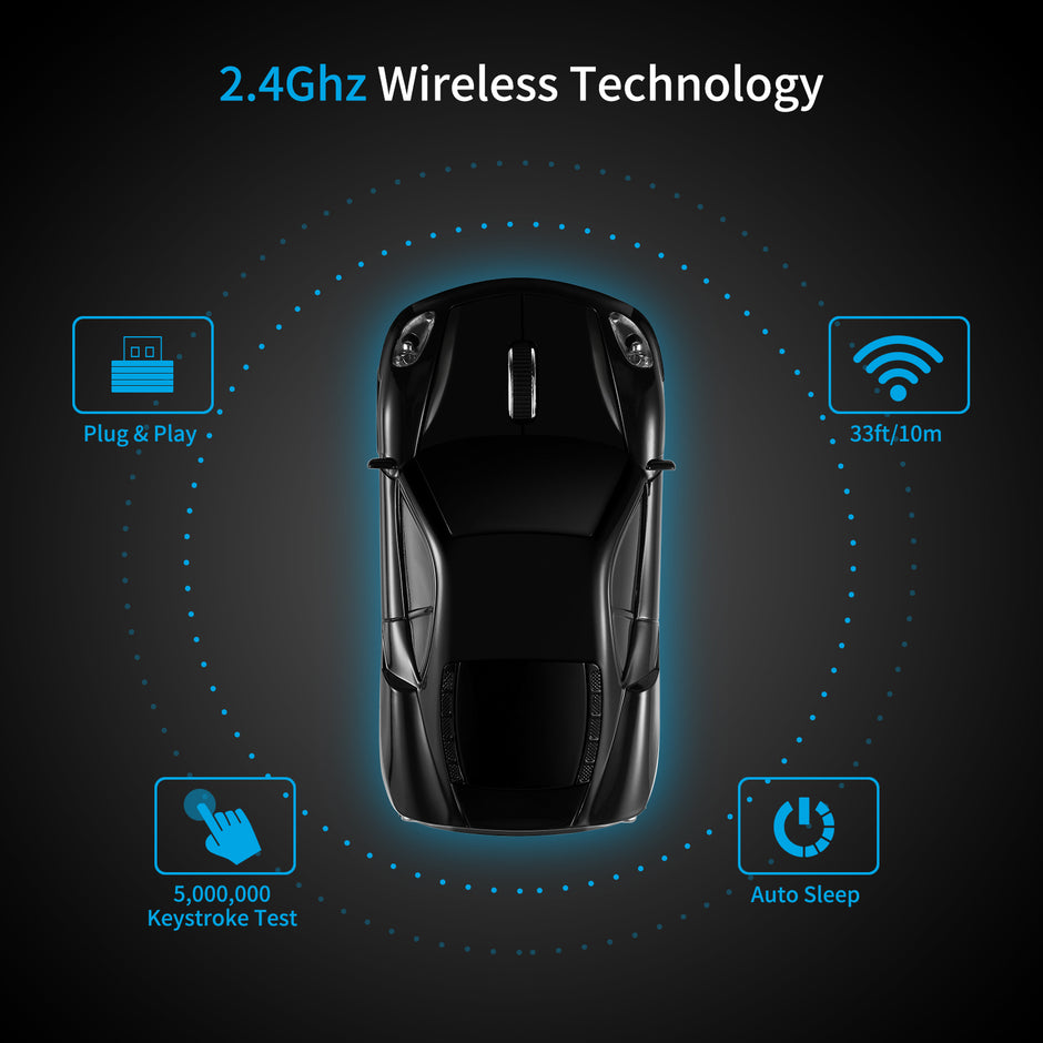 Certified Wireless Mouse Compatible with iOS Windows Android - Works with Computer, Laptop, Tablet, Mobile Phone - Universal Bluetooth/USB Receiver Connectivity (F1-NB, Nero Black)