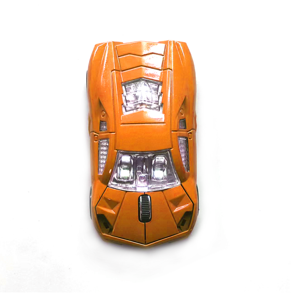 Wireless Bluetooth Mouse Sports Car Style 2.4GHz LED Light Glossy Decoration Desktop Laptop Computer Mouse Optical Mice (Orange)
