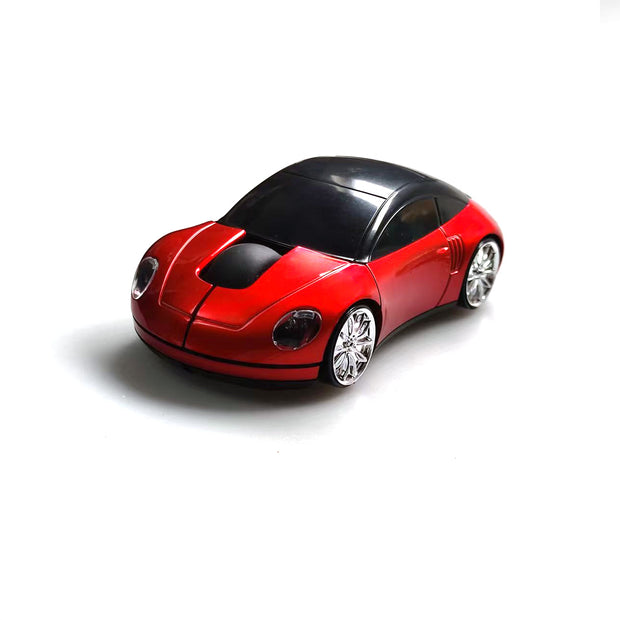 Car-Shaped Bluetooth Wireless Mouse, 2.4GHz Optical, 2-Button, USB Compatible, PC and Laptop (Red)