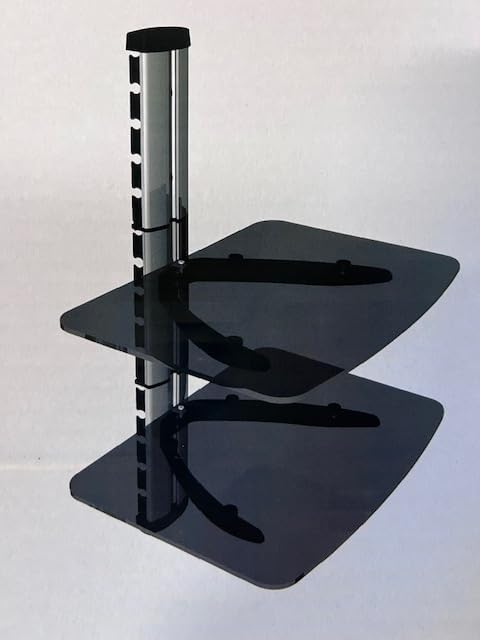 Certified DS2 Double AV Component Shelving System - Heavy Duty, Adjustable Audio Video Stand for Receiver, DVD Player, Gaming Console - Sturdy and Stylish Entertainment Storage Solution