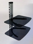 Certified DS2 Double AV Component Shelving System - Heavy Duty, Adjustable Audio Video Stand for Receiver, DVD Player, Gaming Console - Sturdy and Stylish Entertainment Storage Solution