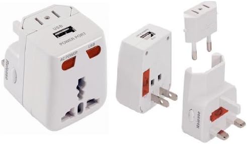 Certified WA3U All-in-One Travel Power Plug Adapter with USB Ports for US, UK, EU, AUS - Universal Worldwide Voltage Converter and Charger for International Travel