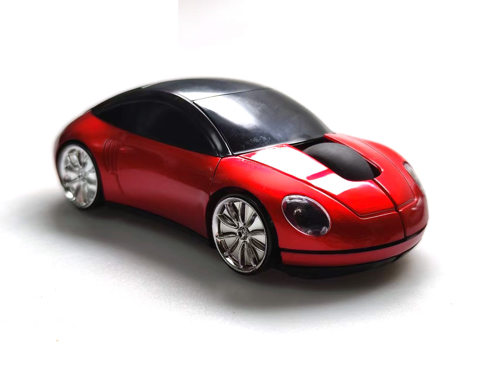 Car-Shaped Bluetooth Wireless Mouse, 2.4GHz Optical, 2-Button, USB Compatible, PC and Laptop (Red)