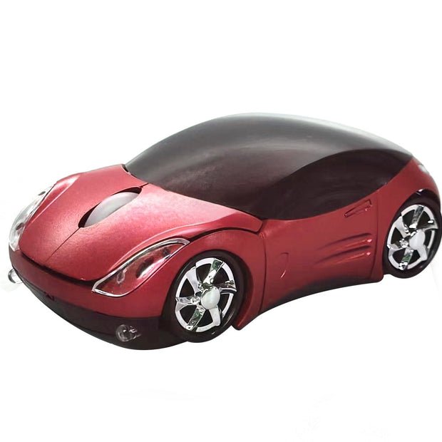 Computer Wireless Mouse Futuristic Car Shape Optical Mice USB 2.4Ghz 2 Button for PC Laptop (Black)