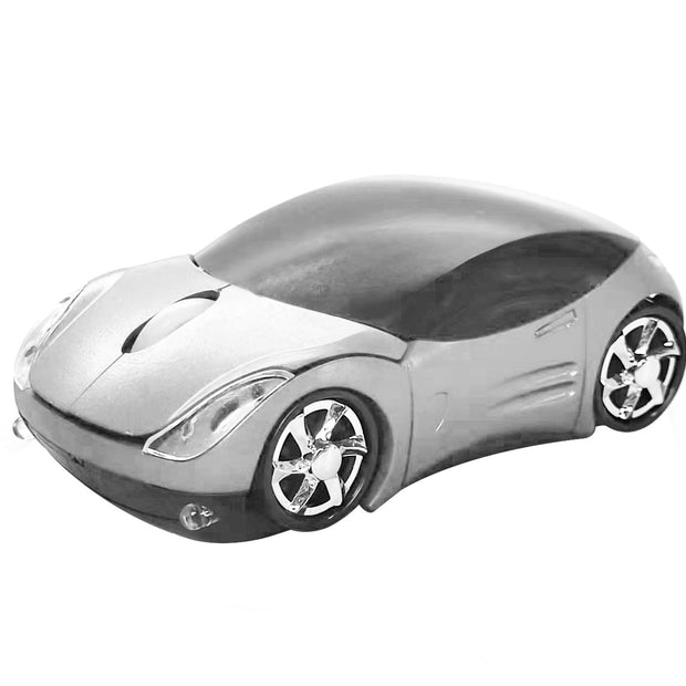 Computer Bluetooth Wireless Mouse Car Style Optical Mice USB 2.4Ghz 2 Button for PC Laptop (White)